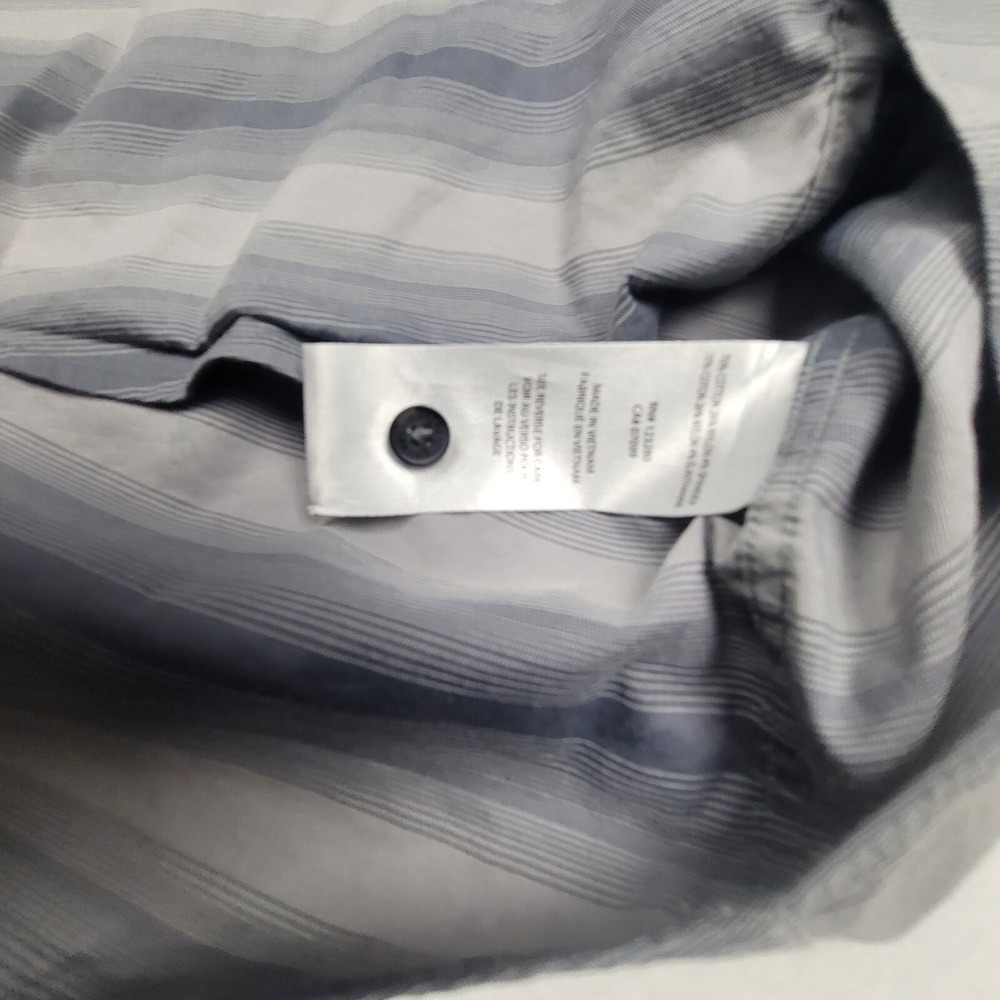 Travis Mathew Men's Gray Black Striped Golf Shirt Sz L - Performance Button-Up - Picture 3 of 9